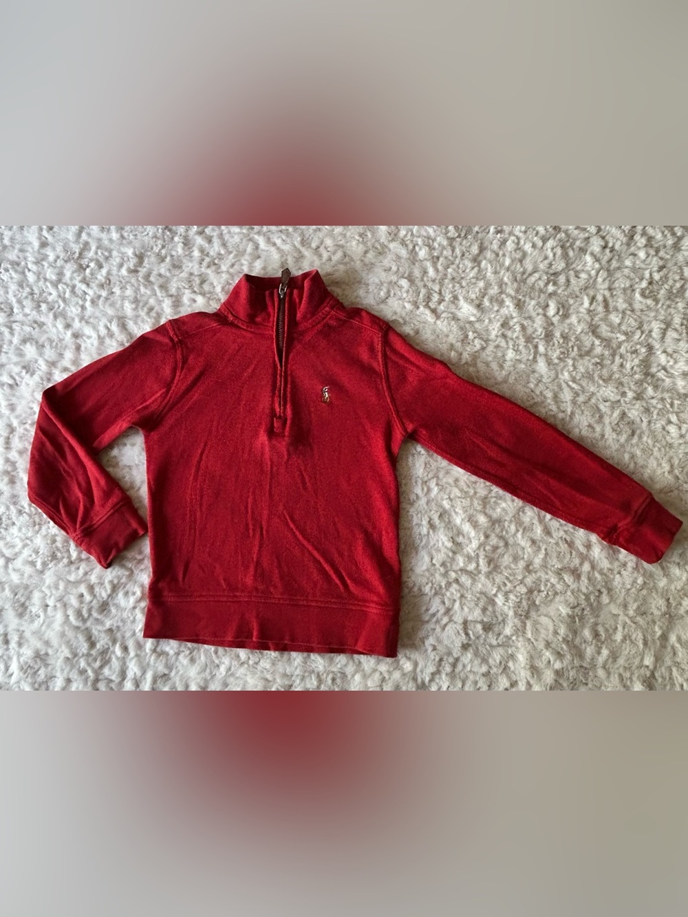 Polo by Ralph Lauren Red Half-Zip Sweater with Embroidered Pony